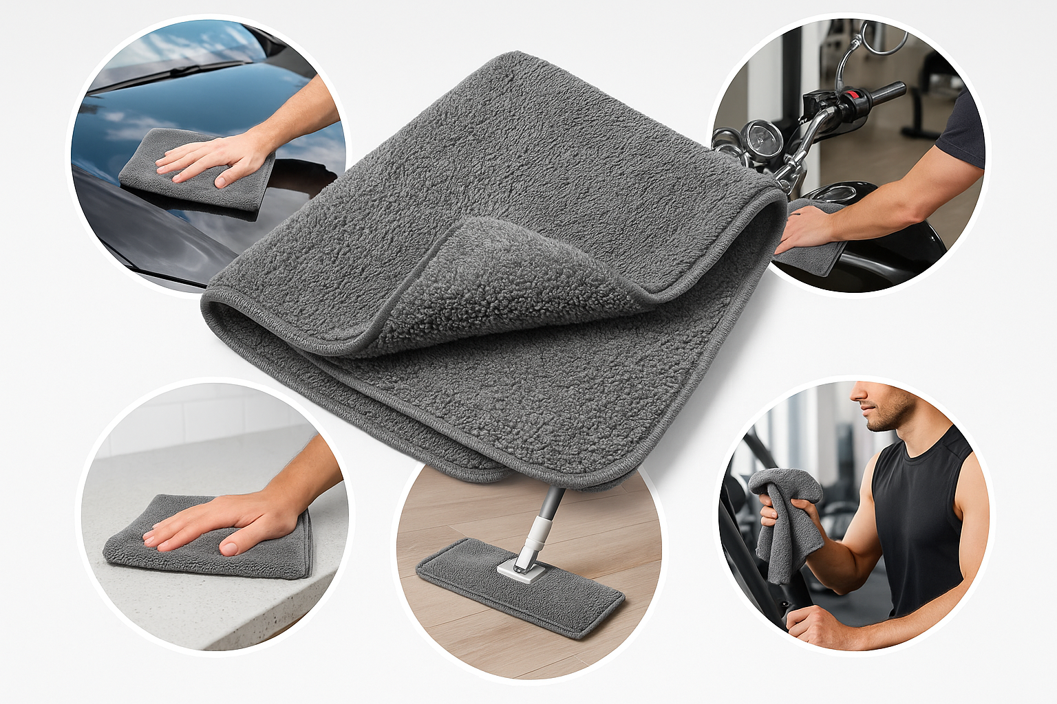 MICROFIBER TOWEL USING FOR CAR WASH AND BIKE WASH CLEANING KITCHEN USING FOR CLEANING  FLOORING THIS TOWEL IS ALSO USED IN GYM